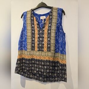 Laundry Shelli Segal Women's Blue and Black Patterned Top